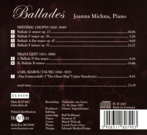 Chopin, Liszt, Tausig - Ballady CDB090